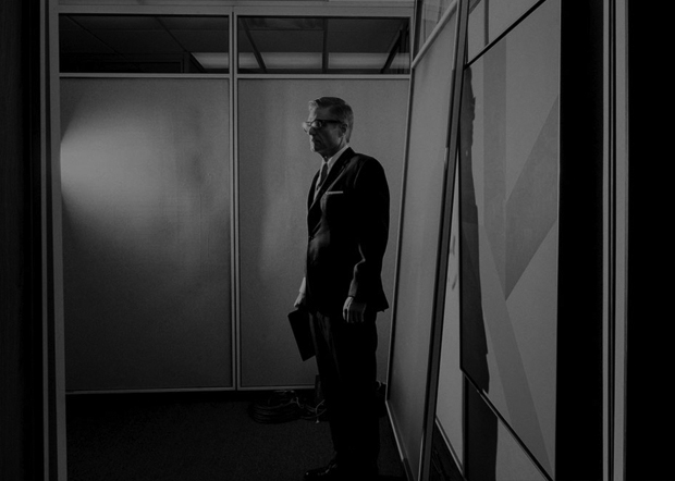 Kristian Goddard Minimal Geometric Painting in the Offices of SCDP on the set of Mad Men with Actor Harry Hamlin as Jim Cutler