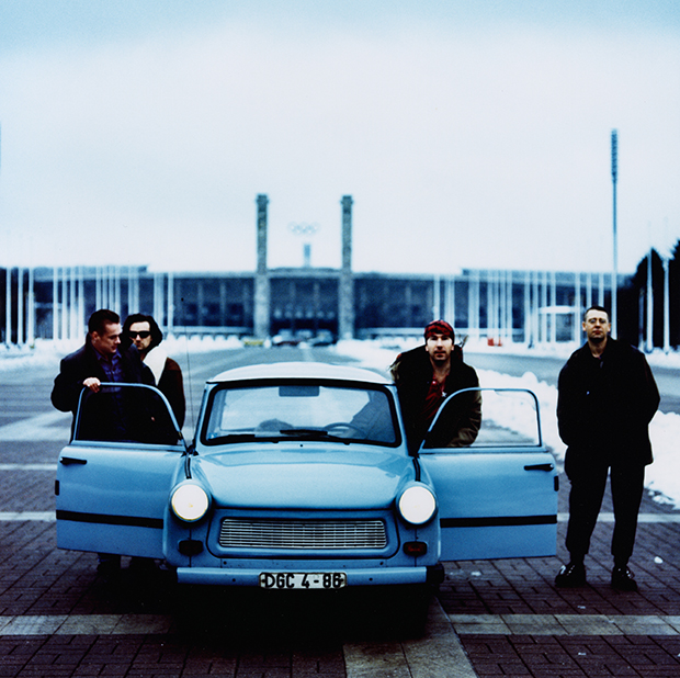 U2 with Trabant at the Olympic Stadium Belin during the recording of Achtung Baby