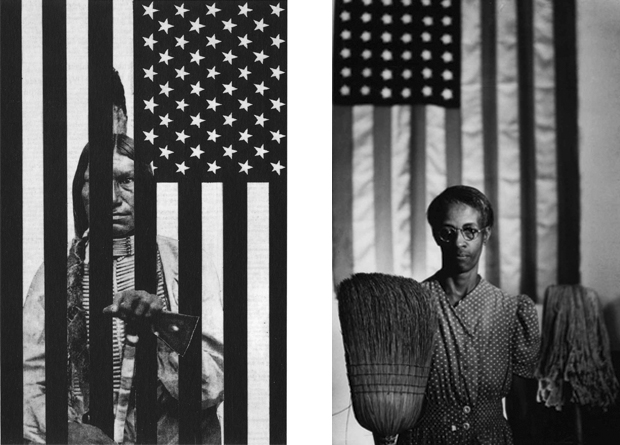 Wounded Knee Native American Flag and American Gothic Ethnic Stars and Stripes