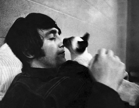 John Lennon and Feline Friend in Tokyo Japan