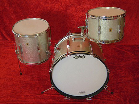 Ludwig Downbeat Silver Sparkle 1950s Drum Kit