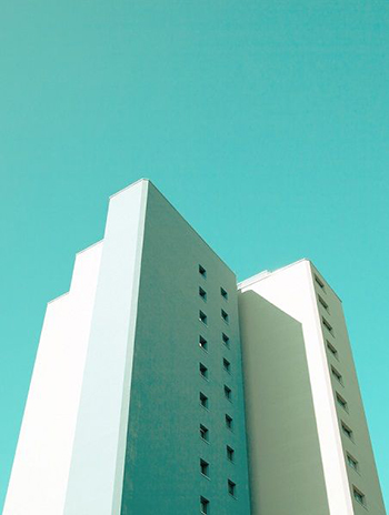 Modernist Architecture with Aqua Blue Sky