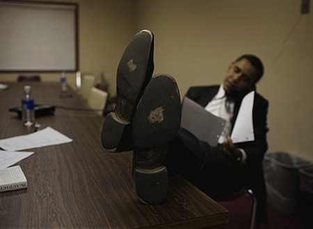 Barack Obama On Campaign Trail With Hole In Shoe