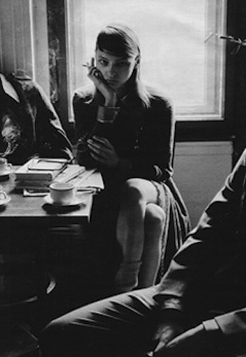 Parisian Girl Smoking in Cafe