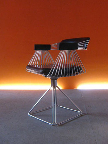 Rudi Verelst Leather and Chrome Metal Pyramid Chair for Novalux 1972