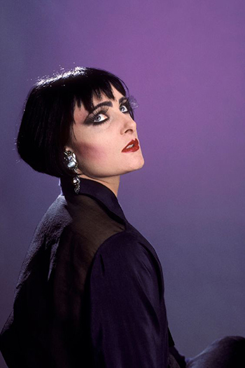 Siouxsie Sioux of The Banshees with Short Cropped Hair Against Purple Background Photo